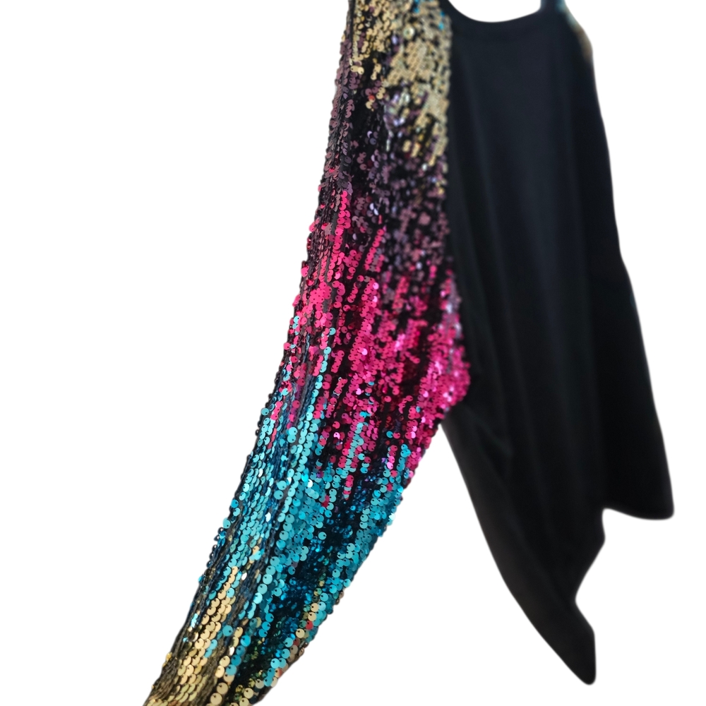 BloomChic Black Sweatshirt with Multicolor Sequin Sleeves - Picture 4 of 4